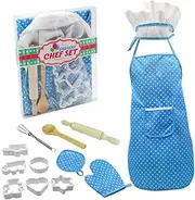 Amosfun Playset Chef Cosplay Costume Set Safe Materials Complete Cooking Baking Accessories Educational Role Play for