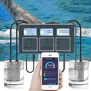 YXCMD 6 in 1Water Quality Tester, Professional Aquarium Online PH Meter Monitor,Multi-Parameter for Test PH/Temp/EC/CF/RH/TDS,Suitable for Water Sources, Aquariums