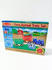 Melissa & Doug Farm Animal Wooden Train Set New/Slightly Damaged Box