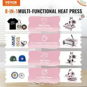 Heat Press Machine 12x15 in 8 in 1 with 30oz Tumbler Press T-Shirts Pink