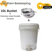 10L Honey Bucket Food Grade with Honey Gate & Strainer Sieve Settling Tank Pail