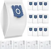 12 OWISUEE Hoover Bags Compatible for Miele Vacuum Cleaners, 3D Efficiency GN Vacuum Bags for Classic C1, Complete C2, Complete C3, S8, S5, S2 Series(12 Pack + 4 Filters）