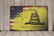 Gadsen American Flag Tin Sign Metal Poster Don't Tread on Me Gun Rights Shop