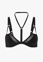 BNWT Sass and Bide Eyes Closed Black Metallic Trim Bralette Small