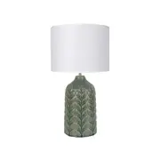 Benya Contemporary Patterned Ceramic Table Lamp Light Linen Drum Shade - Green