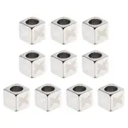 10Pcs Stainless Steels Letter Beads Alphabet Letter X Cube Silver Dice Beads