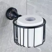 Toilet Paper Holder Black Toilet Roll Holder Round Wall Mounted Storage Shelf
