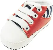 [Glamour Girlz] Adorable Baby Boys Girls Booties Pram Shoes White Stripes Trainers Red