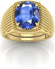 [RRVGEM] 11.25 Ratti 11.00 Carat Certified AAA++ Quality Natural Blue Sapphire Neelam Gemstone Ring Gold Plated for Men and Women's, Metal, Sapphire