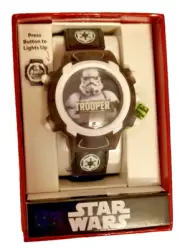 DISNEY STAR WARS ACCUTRON WRIST WATCH LIGHT UP STORM TROOPER LEATHER BAND