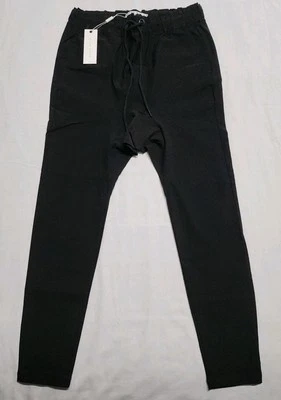 Decjuba D-Luxe Drop Crotch Pants Women Size 6 (28x27) Black Skinny Stretch NEW