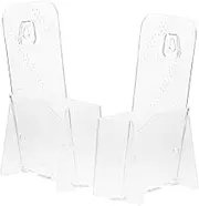 DOITOOL 2Pcs Transparent File Holder Desktop File Stand for Brochures Pamphlets and Booklet Display Compact Office Organizer for Easy Document Access