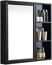 Bathroom Wall Cabinet Bathroom Mirror Cabinet Home Shelf Bathroom Mirror Box Wall Mirror Bathroom Mirror Wall Toilet Bathroom (Black 60 * 12 * 70cm)