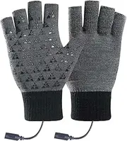 [Letuwj] Knitted heated gloves warm can touch screen riding cold anti-slip gloves half finger gloves