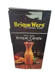 NIB VTG Brique Ware Nordic Ware Terra Cotta Wine Carafe Cooling Primitive