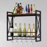 Wall Mounted Wine Bottle Racks, Stemware Glass Rack with 5 Stem Glass Holders