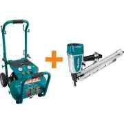 Makita Electric Compressor 5.2 Gal 3 HP w/ 21-Degree Full Round Framing Nailer