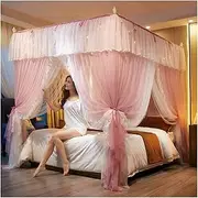 Bed Canopy Luxury Bed Canopy with Stainless Steel Rails, 3 Doors Design - Double Mesh Mosquito Net, Girls Bedroom Decoration (Size : 200x220x200cm)