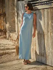 FatFace Iris Light Blue Denim Dress (AK9445) | $159
