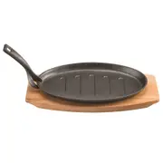Pyrolux Pyrocast Cast Iron Steak Sizzle Plate with Handle and Tray
