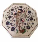 18" Marble side Table top handmade floral inlay Art semi precious stones work