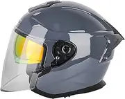 Retro Motorcycle Open Face 3/4 Helmet with Sun Visor for Scooter Cruiser, Motorbike Half Helmet, ECE Certified Men's and Women's Vintage Moped Helmet for Four Seasons G,S(54~55cm)