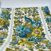 Vintage Waverly Somerset Hall Fabric Birds Fruits Nuts Blues Greens Jacobean