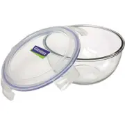 Glasslock Mixing & Storage 2L Glass Bowl Round w/ Lid Kitchen Container Clear