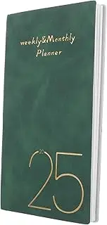 HOODANCOS 2025 English Planner Academic Year Calendar Notebook Decorative Weekly Planner for Teachers Students
