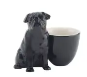 Quail Ceramics Egg Cup With Pug Black