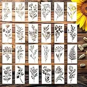 24Pcs Flower Stencils for Painting, Leaf Stencils for Flower Leaf Crafts, Plant Painting Stencils for Art Wood Wall Door Canvas Home Decor(5.9" x 2.95")