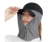 Sun Face Neck Drape Protection Uv Sun Shield Sun Visor Cooling Protection,Dark Gray