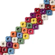 Multi-color Howlite Turquoise Blossom Flower Beads Size 15mm 15.5'' Strand