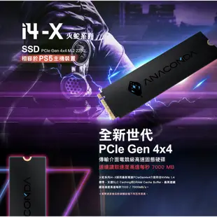 ANACOMDA巨蟒 I4X PCIe Gen4x4 NVMe M.2 SSD 1T 2T 4TB TLC顆粒 5年保固