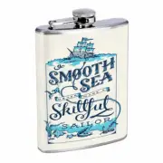 Smooth Sea Skillful Sailor Em1 Flask 8oz Stainless Steel Hip Drinking Whiskey
