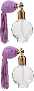 PENIKOKO 2pcs Vintage Empty Atomizer Bottle with Tassel Refillable Glass Perfume Sprayer Portable Makeup Tool for Body Powder Efficient Powder Spraying Compact Travel Friendly Design