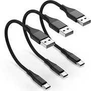 3Pack Short iPhone Charge Cable, [Apple MFi Certified] 8inch USB A to Type-C Cable Fast Charging High Speed Data Sync Transfer Cord for iPhone 16/16Pro/15/15 Pro iPad/Airpods/Galaxy/Power Bank/CarPaly