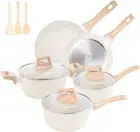 M MELENTA Granite Pots and Pans Set Ultra Nonstick, 11 Piece Die-Cast Cookware S