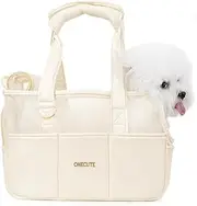 Pet Transport Container for Small Dogs, Rabbits, Cats with Large Pockets, Cotton Bag, Soft Dog Transport Container, Foldable Travel Dog Guide (Beige Permeable, 33 x 15 x 24 cm)