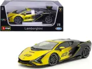 Lamborghini Sian FKP 37 #63 Yellow Metallic and Black 1/18 Diecast Model Car by