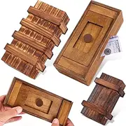 3 Pack Wooden Secret Puzzle Box With Hidden Compartment - 3D Brain Teaser Magic Drawers Box - Difficult Gift Card Puzzle for Adults and Kids