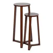 Rioux Modern Nesting Tables, Set of 2, Transitional Side 2 Piece Walnut Brown