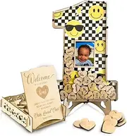 One Happy Dude Birthday Decorations - 1st Birthday Decorations - Guest Book Alternatives -First Birthday Number One Shaped Photo Frame - (One Happy Dude)