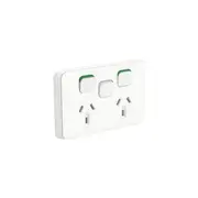 Clipsal Iconic Series Double Powerpoint with Extra Switch, 10A, 250V, Vertical, Vivid White - 3025XA-VW