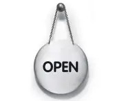 Durable Pictogram Open/Closed Hanging Shop Sign 130mm Silver Stainless Steel