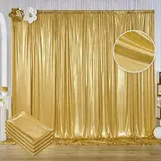 20ftx10ft Gold Sequin Backdrop Curtain Panels for Parties, Wrinkle Free Glitter Photo Backdrop Drapes 4 Panels 5x10FT Shimmer Back Drop Cloth for Wedding Birthday Christmas Photography Background
