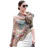 ANYYOU 100% Mulberry Silk Light Orange Long Scarf Luxury Brand Women Beach Shawl Wear Swimwear Pashimina Face Shield Foulard