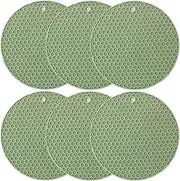 SMART PEPPER 6 Pack Silicone Kitchen Mat Heat Resistant Pot Holders Hot Pads Multi-Purpose Table Placemats for Hot Dishes & Table - Kitchen Potholders for Jar Opener, Spoon Holder, Oven Mitts (Green)