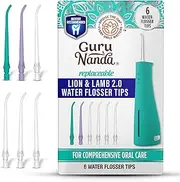 GuruNanda Water Flosser Replacement Tips (Pack of 6), Compatible with Lion & Lamb 2.0 Water Flosser, for a Thorough Clean, Color-Coded