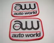 Auto World Logo Lot of 2 Collectible Patches 3.5 x 2.75 Inches